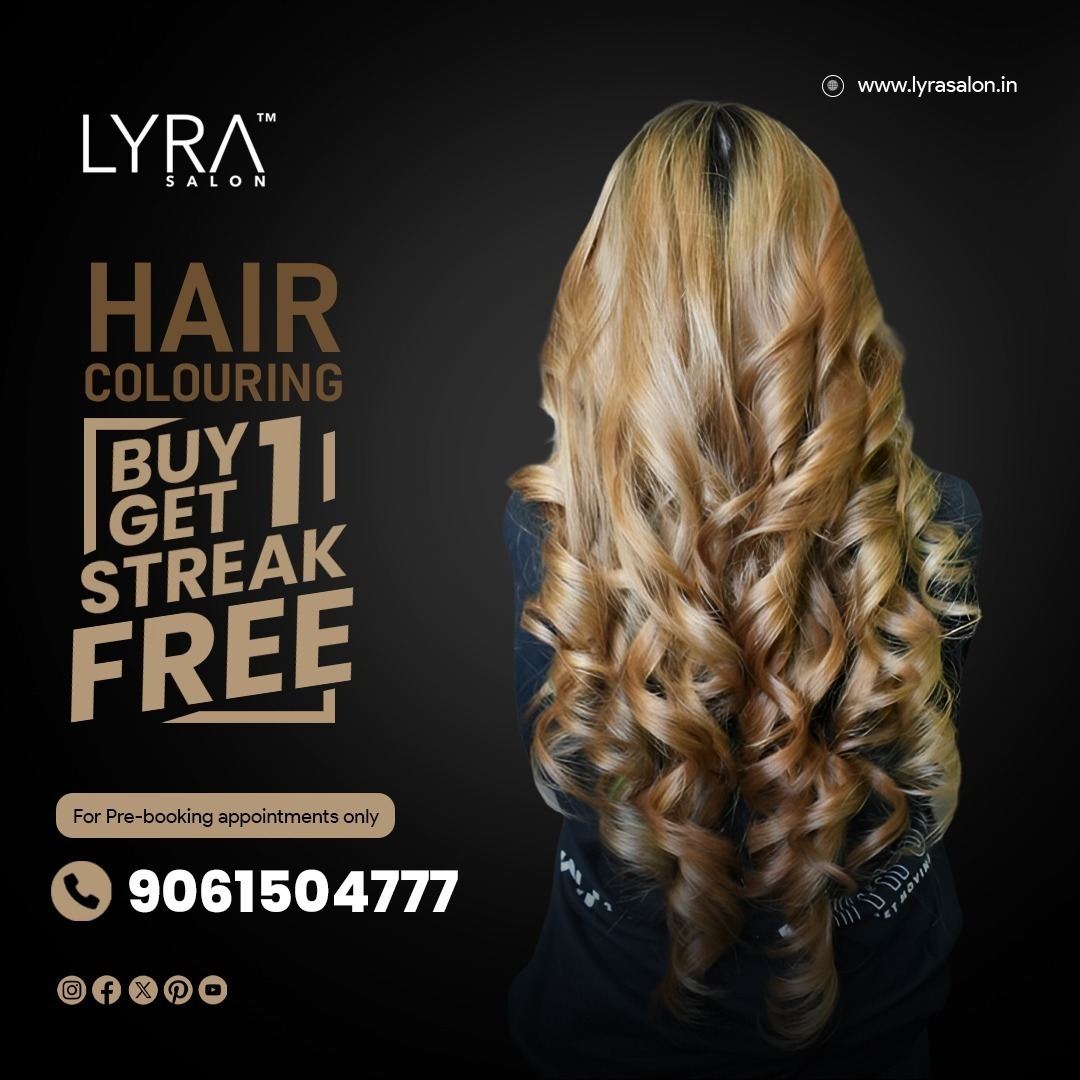 Hair Colouring; Buy 1 Get Streak Free at Lyra Salon